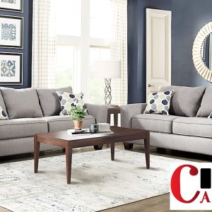 Shop the Calista Fabric Sofa in Nairobi Kenya – puffy back pillows, hardwood frame, and plush cushions.
