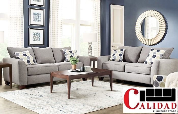 Shop the Calista Fabric Sofa in Nairobi Kenya – puffy back pillows, hardwood frame, and plush cushions.